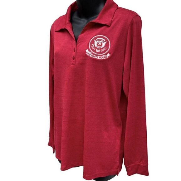 VTG 80s The White House Embroidered Red Popover Two Button Up Top Women’s M - Picture 2 of 9